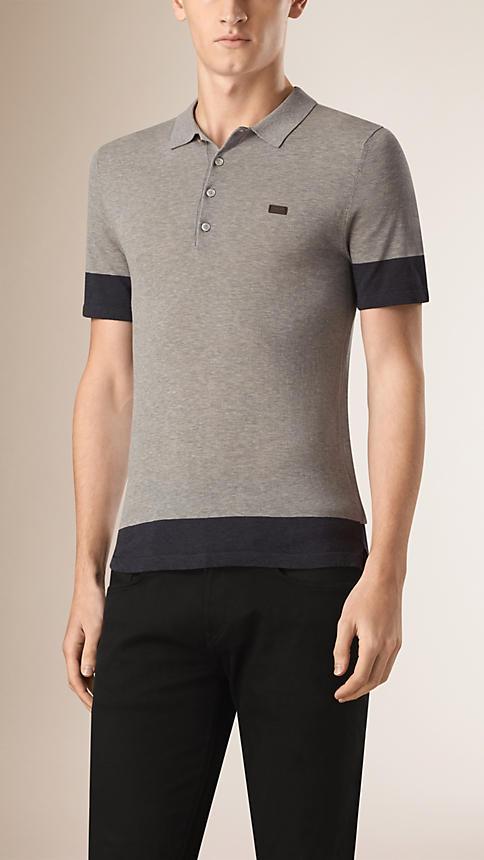 Burberry Two-tone Cotton Polo Shirt
