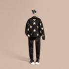 Burberry Burberry Star Print Textured Check Cashmere Sweater, Size: 10y, Black