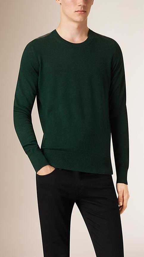 Burberry Brit Check Trim Cashmere Cotton Sweater