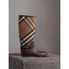 Burberry Burberry Belt Detail House Check And Rubber Rain Boots, Size: 45, Brown