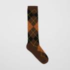 Burberry Burberry Argyle Intarsia Cotton Blend Calf-length Socks, Size: M, Brown
