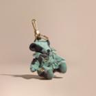 Burberry Burberry Thomas Bear Charm With Tropical Gabardine Trench Coat, Green