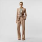 Burberry Burberry Leather Harness Detail Wool Tailored Jacket, Size: 00, Brown