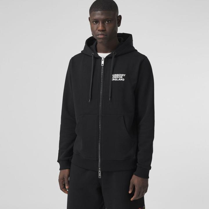 Burberry Burberry Love Print Cotton Hooded Top, Black