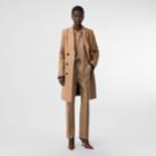 Burberry Burberry Lambskin Trim Wool Cashmere Blend Tailored Coat, Size: 06, Brown