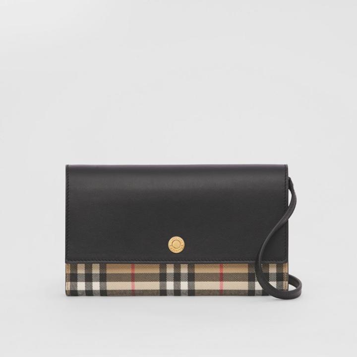 Burberry Burberry Check And Leather Wallet With Detachable Strap