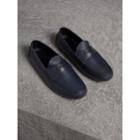 Burberry Burberry Grainy Leather Loafers With Engraved Check Detail, Size: 39.5, Blue