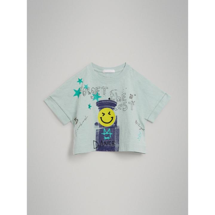 Burberry Burberry Smiley Face Print Cropped T-shirt, Size: 10y