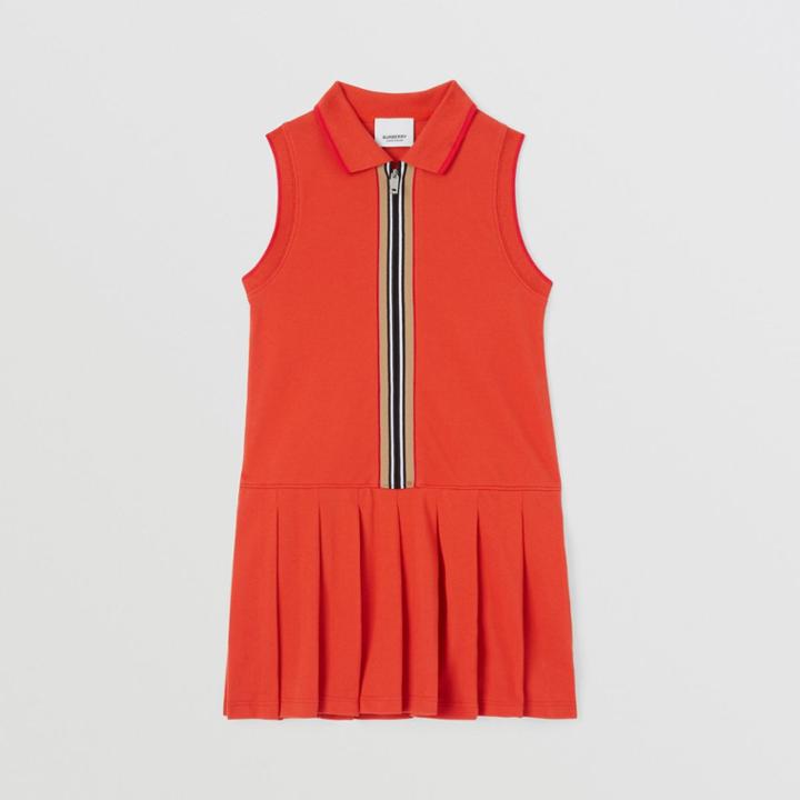 Burberry Burberry Childrens Icon Stripe Detail Cotton Zip-front Polo Dress, Size: 10y