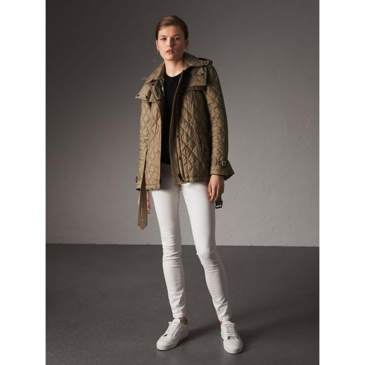 Burberry Burberry Quilted Trench Jacket With Detachable Hood, Beige
