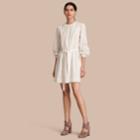 Burberry Burberry Pintuck And Lace Detail Cotton Dress, Size: 08, White