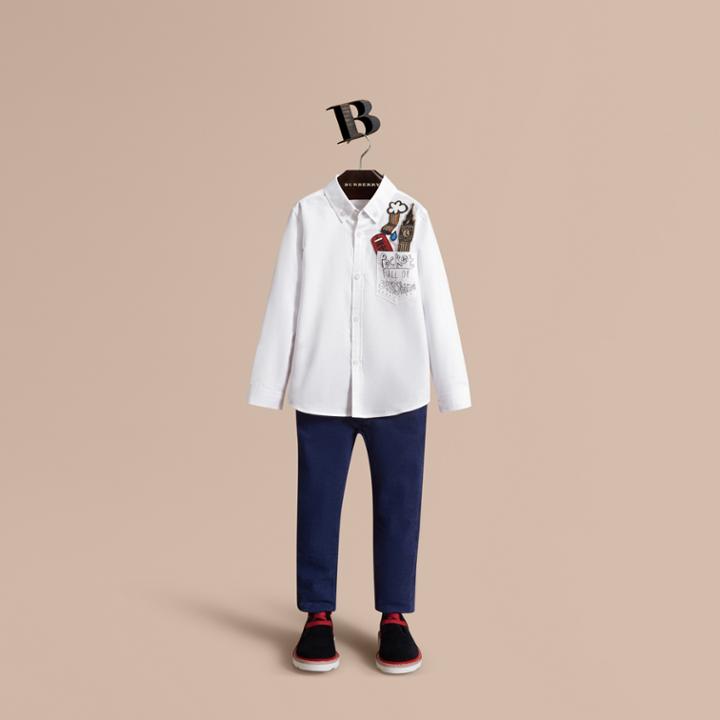 Burberry Burberry London Icons Cotton Button-down Collar Shirt, Size: 4y, White