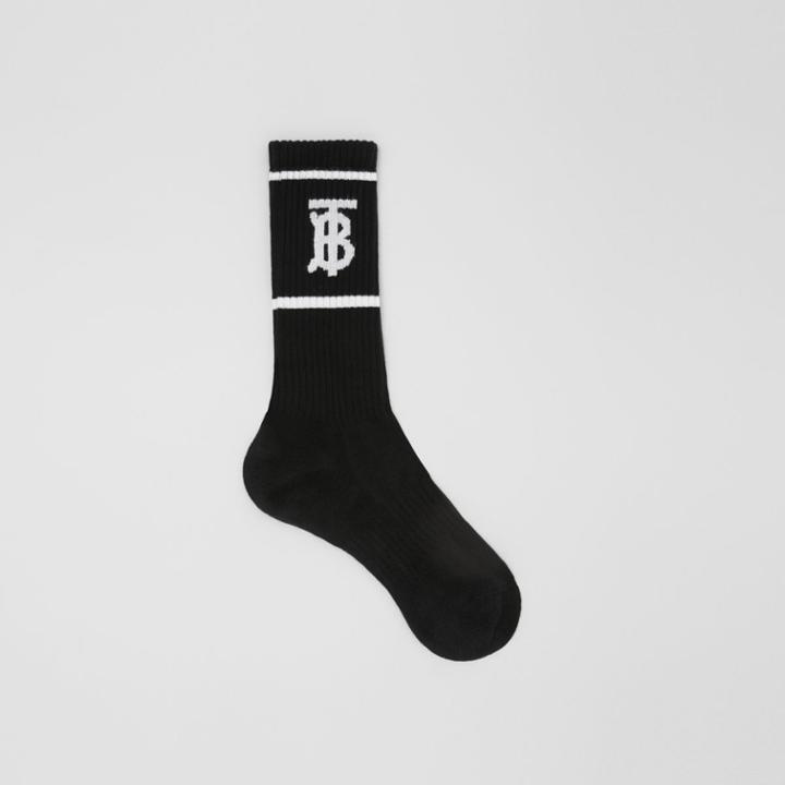 Burberry Burberry Monogram Motif Intarsia Socks, Black