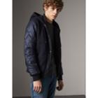 Burberry Burberry Reversible Quilted Cotton Hooded Bomber Jacket, Size: Xl, Blue