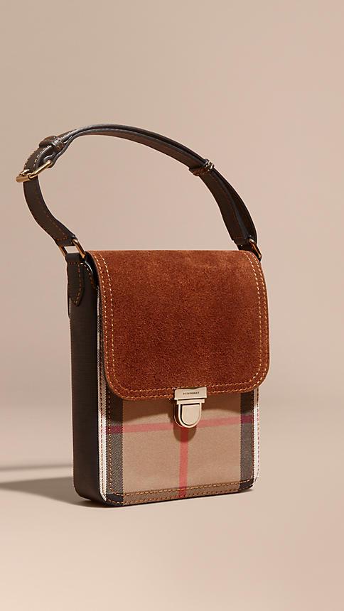 Burberry The Small Satchel In English Suede And House Check