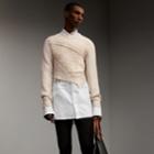 Burberry Burberry Cable Knit Cashmere Wool Cropped Sweater, Size: Xl, White