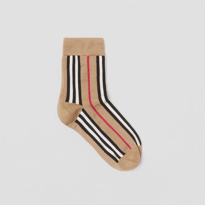 Burberry Burberry Icon Stripe Intarsia Ankle Socks, Beige