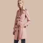 Burberry Burberry Sandringham Fit Cashmere Trench Coat, Size: 14, Pink
