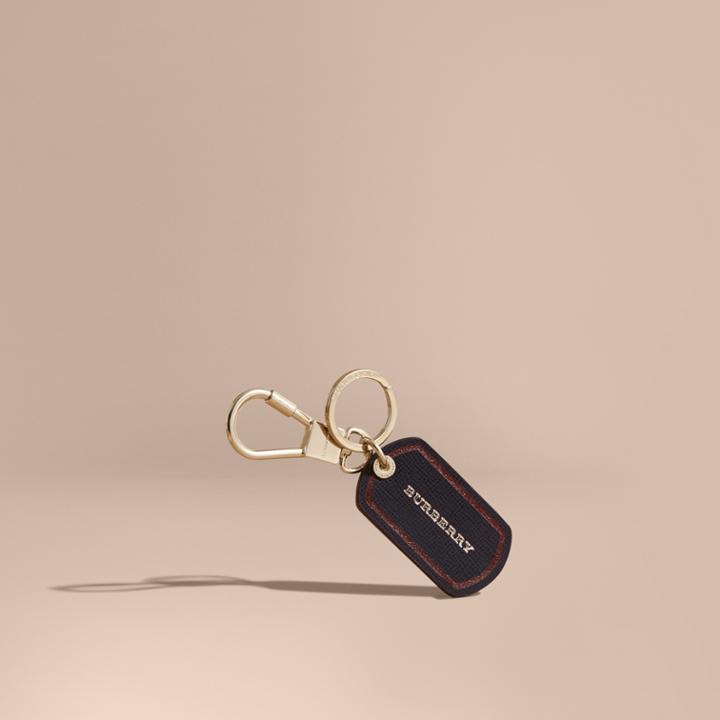 Burberry Burberry Border Detail London Leather Key Charm, Blue