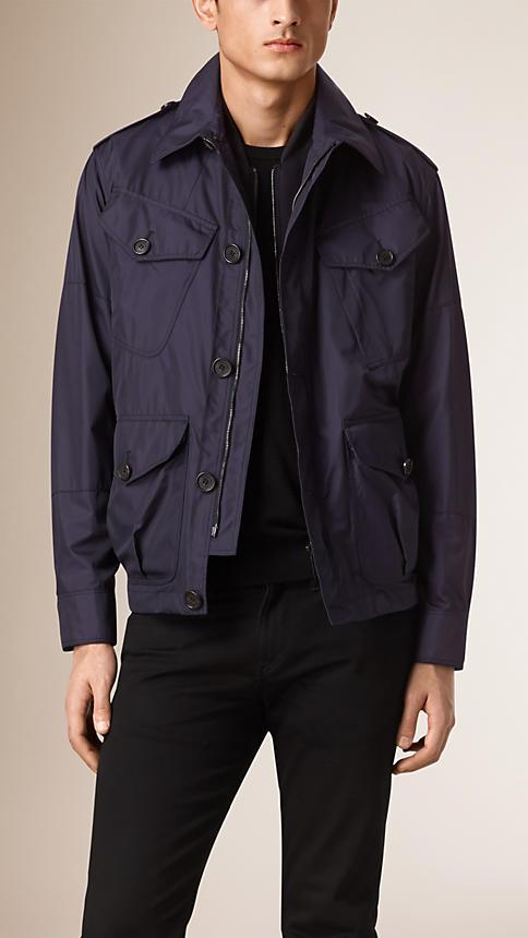 Burberry Silk Blend Field Technical Jacket With Detachable Warmer