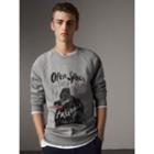 Burberry Burberry Open Spaces Graphic Motif Cotton Blend Sweatshirt, Grey