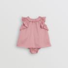 Burberry Burberry Childrens Ruffle Detail Cotton Dress With Bloomers, Size: 9m, Purple