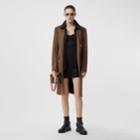 Burberry Burberry Track Top Detail Houndstooth Check Tailored Coat, Size: 02, Brown