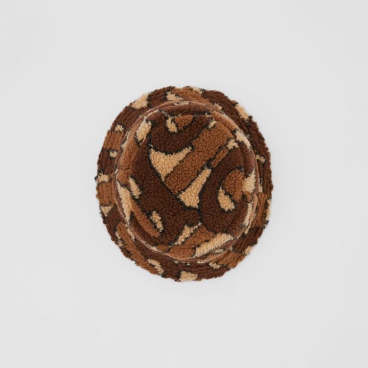 Burberry Burberry Monogram Fleece Bucket Hat, Brown