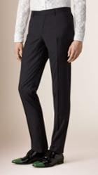 Burberry Burberry Slim Fit Wool Silk Tailored Trousers, Size: 42, Blue