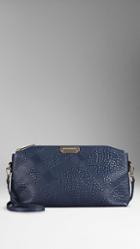 Burberry Small Embossed Check Leather Clutch Bag