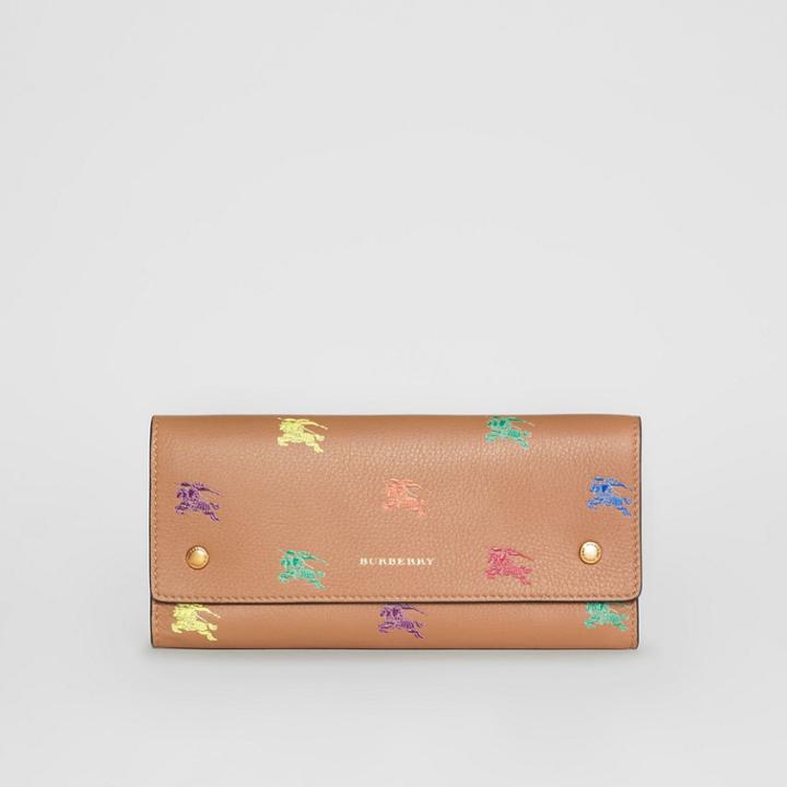 Burberry Burberry Ekd Leather Continental Wallet, Beige