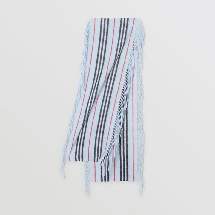 Burberry Burberry Childrens Fringed Icon Stripe Cashmere Scarf, Size: Os, Blue