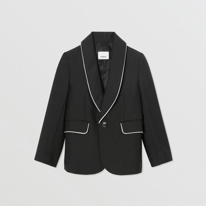 Burberry Burberry Childrens Piping Detail Wool Mohair Blazer, Size: 14y, Black