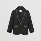 Burberry Burberry Childrens Piping Detail Wool Mohair Blazer, Size: 14y, Black
