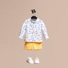 Burberry Burberry Button-down Collar Umbrella Motif Cotton Shirt, Size: 2y, White