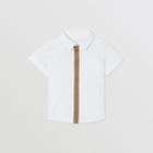 Burberry Burberry Childrens Short-sleeve Icon Stripe Trim Stretch Cotton Shirt, Size: 2y, White