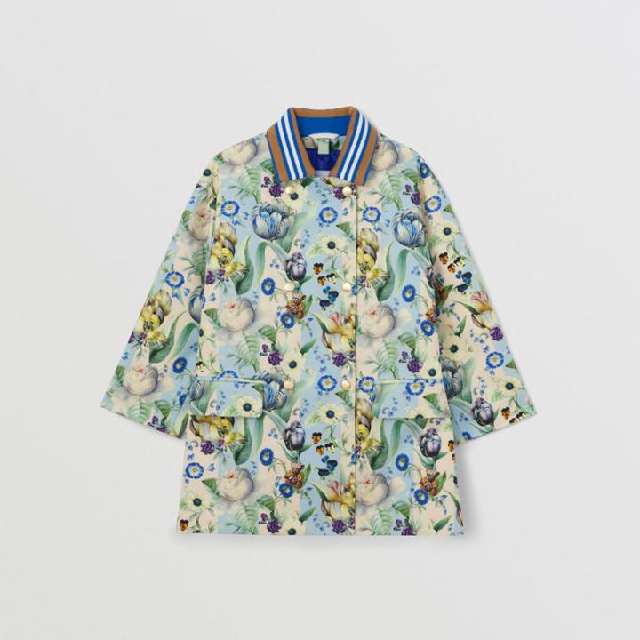 Burberry Burberry Childrens Floral Print Cotton Coat With Detachable Warmer, Size: 10y