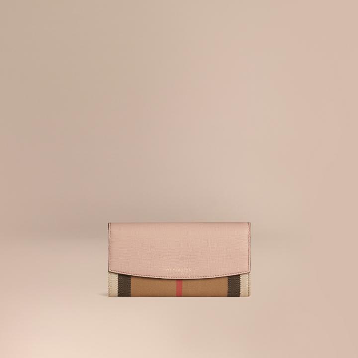 Burberry Burberry House Check And Leather Continental Wallet, Grey