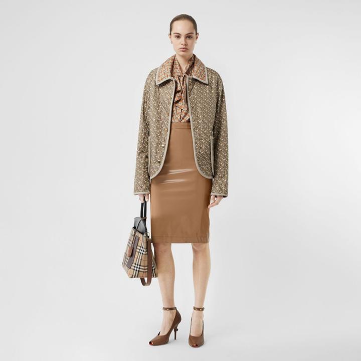 Burberry Burberry Vinyl Pencil Skirt, Size: 00, Beige