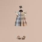 Burberry Burberry Ruffle Detail Check Cotton Dress, Size: 3y, Beige