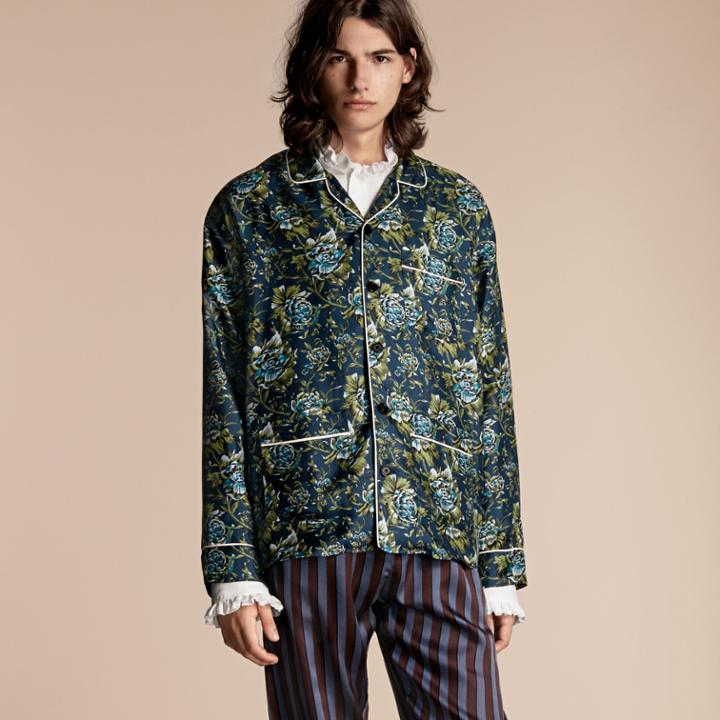 Burberry Burberry Peony Rose Silk Twill Pyjama-style Shirt, Green