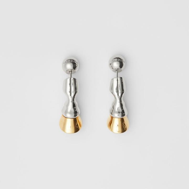 Burberry Burberry Gold And Palladium-plated Hoof Earrings, Grey