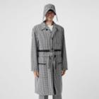 Burberry Burberry Gingham Technical Wool Loop-back Car Coat, Size: 58, Black