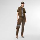 Burberry Burberry Monogram Stripe Print Cotton Oversized Polo Shirt, Bridle Brown