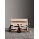 Burberry Burberry Brogue And Fringe Detail Leather Crossbody Bag, Grey