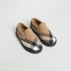 Burberry Burberry House Check And Leather Slip-on Sneakers, Size: 27, Black