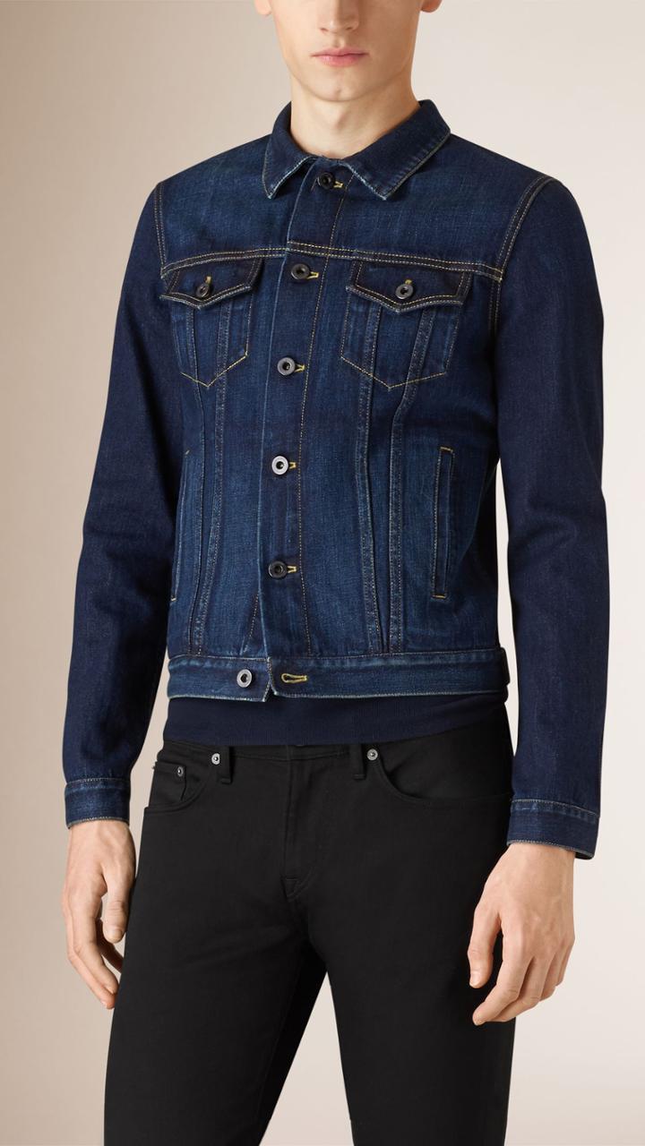 Burberry Burberry Engineered Denim Jacket, Size: 46, Blue