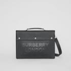 Burberry Burberry Triple Stud Logo Embossed Leather Document Case, Black