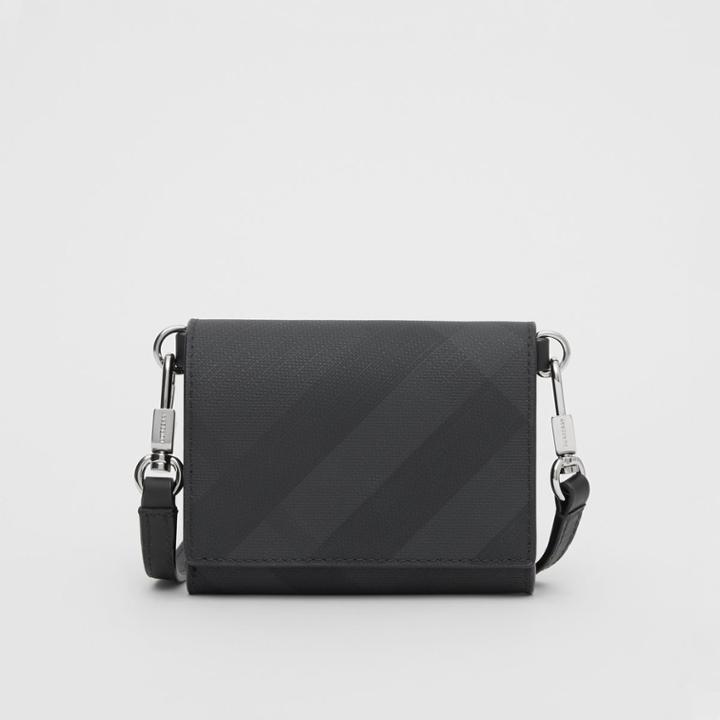 Burberry Burberry Small London Check Wallet With Detachable Strap, Black