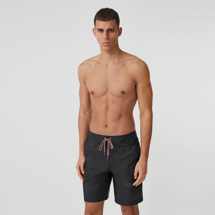 Burberry Burberry Horseferry Print Swim Shorts, Black
